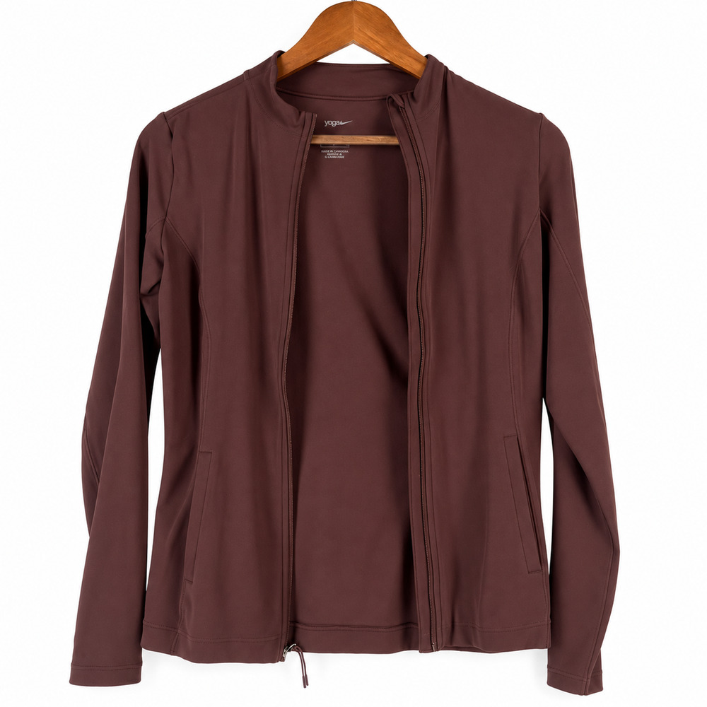 Nike Yoga Luxe Dri-FIT Zip Jacket Size Small Chocolate Brown Athleisure Pilates
